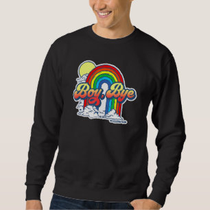 Boy Adjö Funny Sarcastic Vintage 80s Rainbow Attit Lång Ärmad Tröja