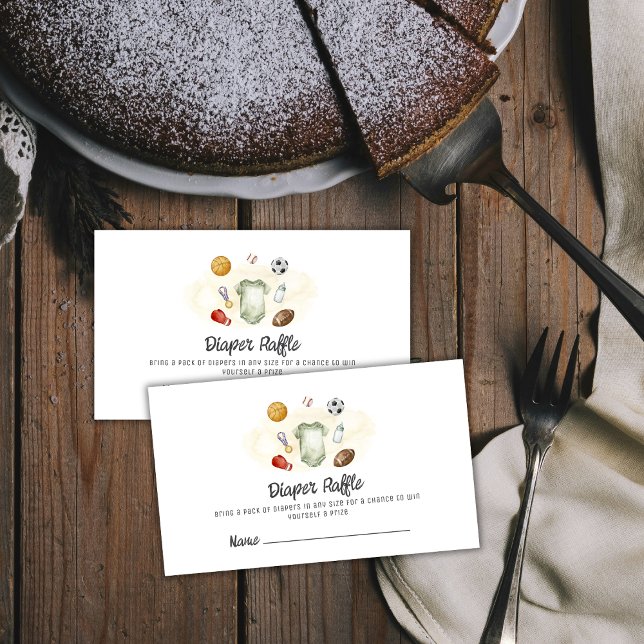 Boy All Star Sports Diaper Raffle Baby Shower  Tilläggskort (Boy All Star Sports Diaper Raffle Baby Shower Enclosure Card)