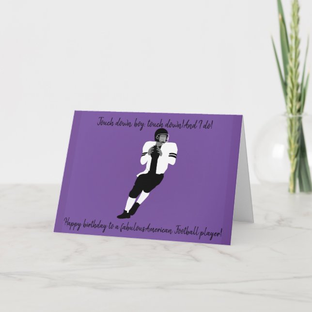 Boy American Football Player Birthday Card Kort (Framsida)