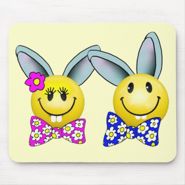 Boy and Girl Bunny Ansikte Mousepad Musmatta (Framsidan)