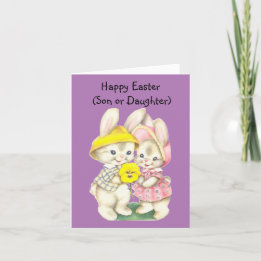 Boy and Girl Bunny Card Helgkort