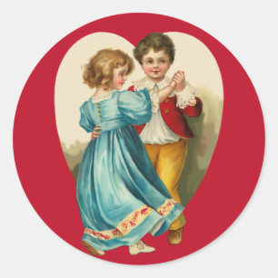 Boy and Girl Dancing Runt Klistermärke
