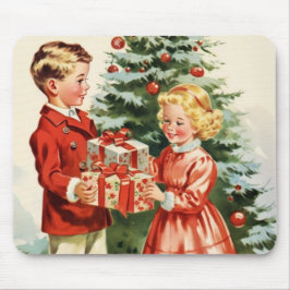 Boy and girl giving each other Christmas presents Musmatta