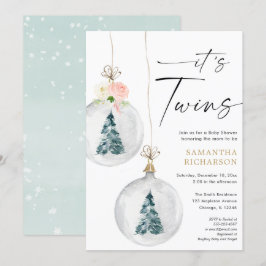 Boy and Girl Twillingars Vinter-jul-babydusch Inbjudningar
