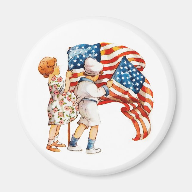 Boy and Girl Wave Flaggor Magnet (Framsidan)