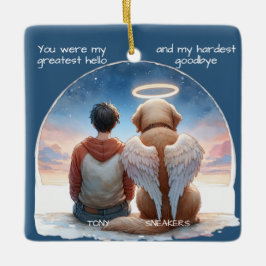 Boy and Hund Memorial Julgransprydnad Keramik