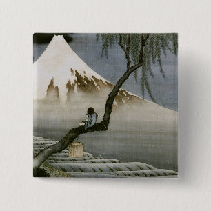 Boy and Mount Fuji Hokusai Japansk Fine Art Knapp