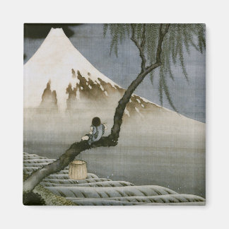 Boy and Mount Fuji Hokusai Japansk Fine Art Magnet