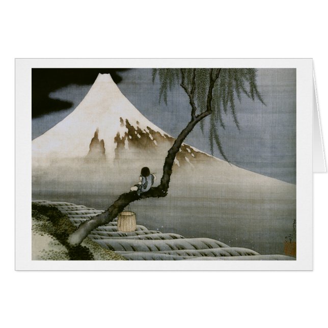 Boy and Mount Fuji Hokusai Japansk Fine Art OBS Kort (Framsidan Horizontal)