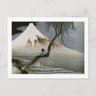 Boy and Mount Fuji Hokusai Japansk Fine Art Vykort