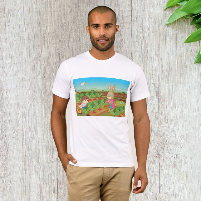 Boy and Rabbit Picking Veggies Manar T-shirt (Skapare uppladdad)