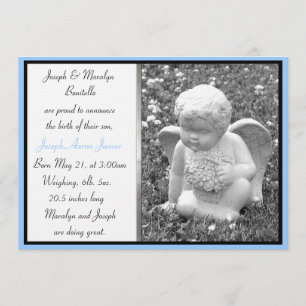 Boy Angel Anpassningsbar Birth Announcement Meddelande