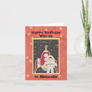 Boy Astronaut i Space Birthday Card Kort