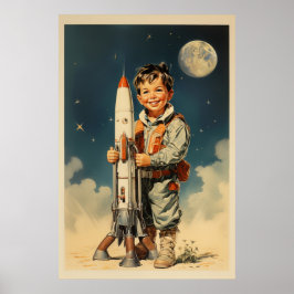 Boy astronaut retro stil poster
