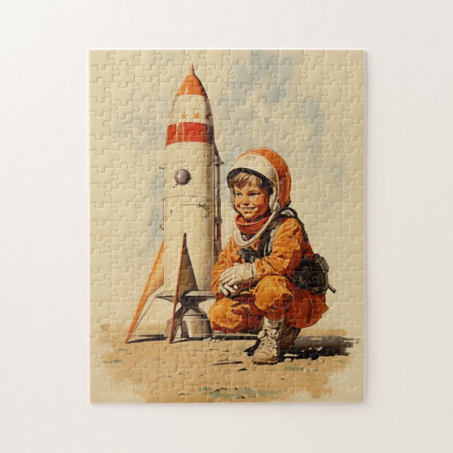 Boy astronaut retro stil pussel (Vertikal)
