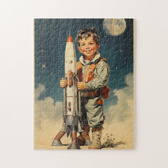 Boy astronaut retro stil pussel (Vertikal)