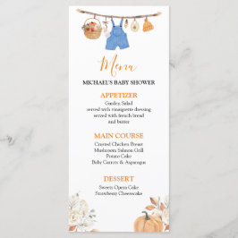 Boy Autumn Clothes Pumpkin Fall Baby Shower Menu Meny