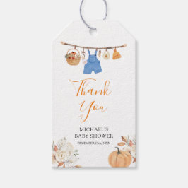 Boy Autumn Clothes Pumpkin Fall Baby Shower Presentetikett