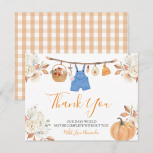 Boy Autumn Clothes Pumpkin Fall Baby Shower Tack Kort