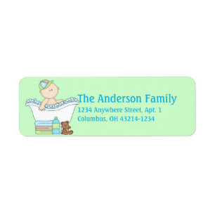 Boy Baby Bathtime Adressetiketters Returadress Etikett