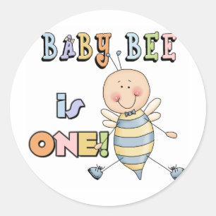 Boy Baby Bee 1st Birthday Tshirts and Gifts Runt Klistermärke