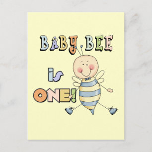 Boy Baby Bee 1st Birthday Tshirts and Gifts Vykort