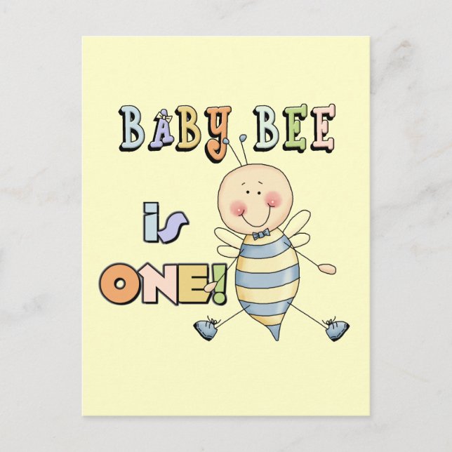 Boy Baby Bee 1st Birthday Tshirts and Gifts Vykort (Framsida)