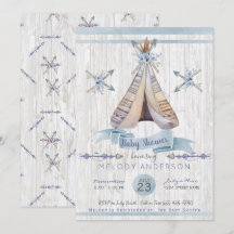 Boy Baby blue Shower Boho Chic Teepee & Arrows