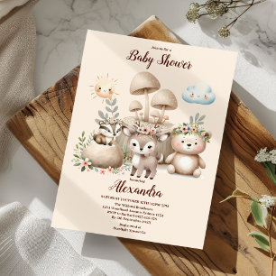 Boy Baby Boho Woodland Baby Shower Inbjudningar
