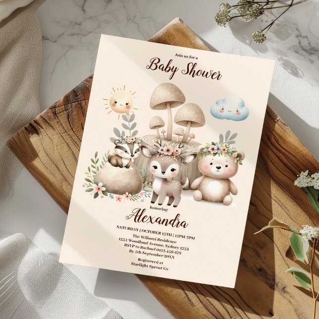 Boy Baby Boho Woodland Baby Shower Inbjudningar (Skapare uppladdad)