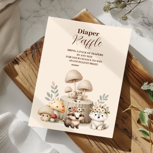 Boy Baby Boho Woodland Diapper Raffle Tilläggskort (Skapare uppladdad)