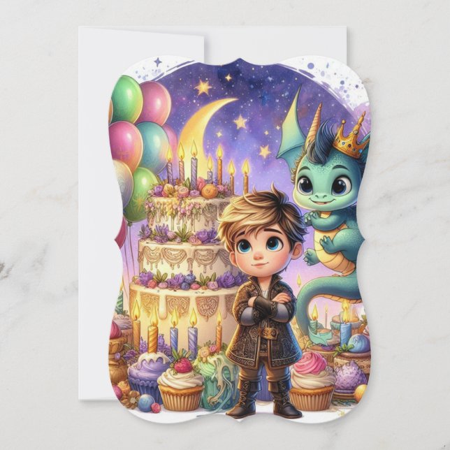 Boy - Baby Dragon Birthday Card | Kort för hälsnin (Framsida)