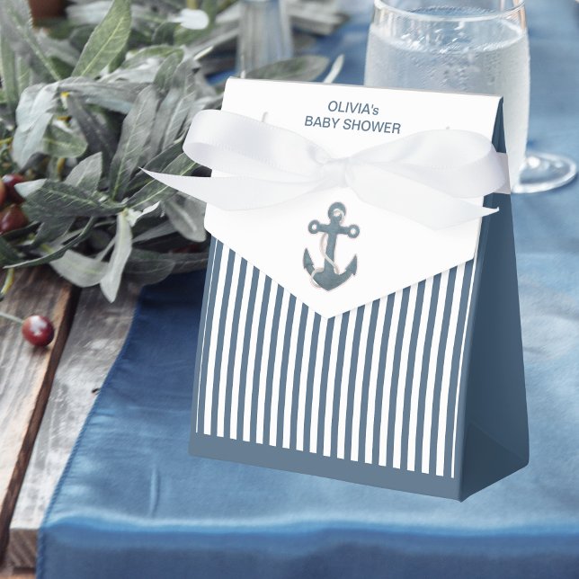 Boy Baby dusch Anchor och Stripe Favor Box Presentaskar (Skapare uppladdad)