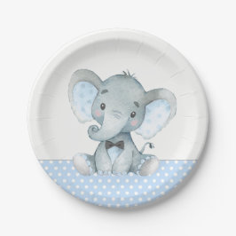 Boy Baby Elephant Baby Shower Papper Tallrikar