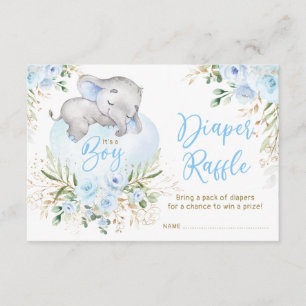 Boy Baby Elephant Blue Ro Diaper Raffle Tilläggskort