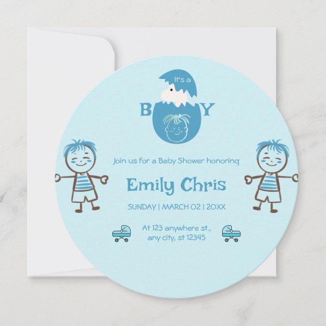Boy Baby Gender Reveal Party Inbjudningar (Framsida)