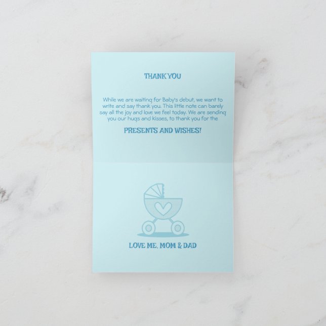 Boy Baby Gender Reveal Party Tack Kort (Inuti)