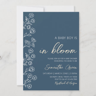 Boy Baby i Bloom Baby Shower Inbjudningar