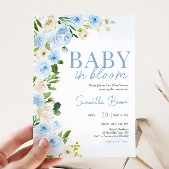 Boy Baby i Bloom Baby Shower Inbjudningar (Spring Flowers Baby Shower Invitation)