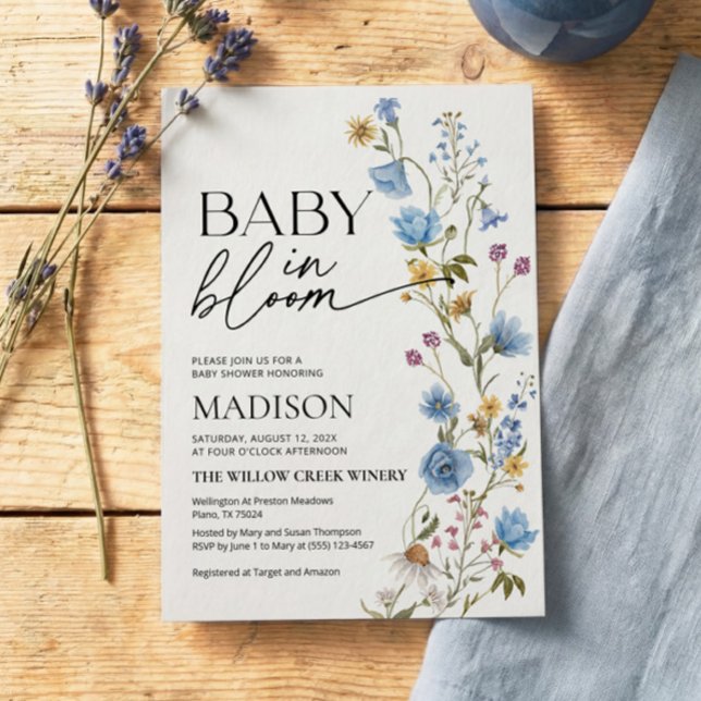 Boy Baby in Bloom Invitation | Baby Shower  Inbjudningar (Skapare uppladdad)