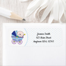 Boy Baby Newborn Carriage Blue Polka Dot