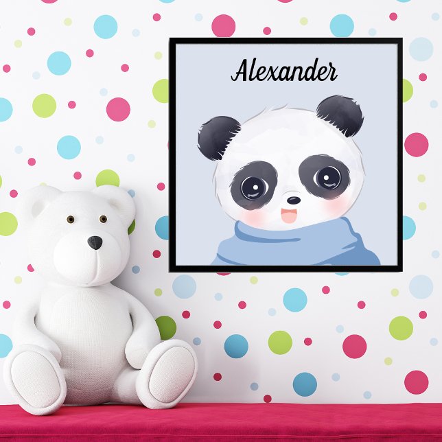 Boy Baby Panda Blue Fototryck (Skapare uppladdad)