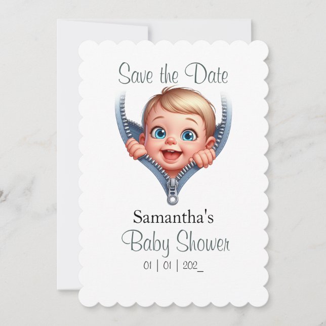 Boy Baby Peeking out Baby Shower Theme (Framsida)