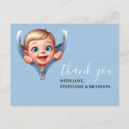 Boy Baby Peekout Baby Shower Tack Vykort