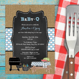 Boy Baby-Q Baby Shower, BBQ babydusch Inbjudningar