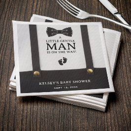 Boy Baby Shower A Little Gentleman Suspenders Pappersservett