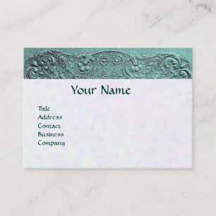 BOY BABY SHOWER ANTIQUE BLUE BLOMMIGT MONOGRAM VISITKORT