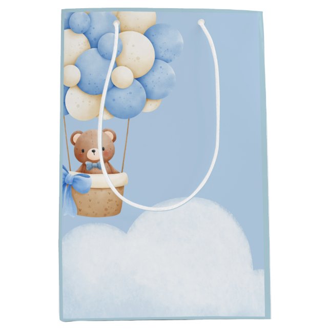 Boy Baby Shower Bear Balloon Gift Bags (Framsidan)