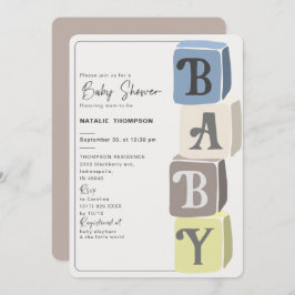 Boy Baby Shower Blocks Inbjudningar