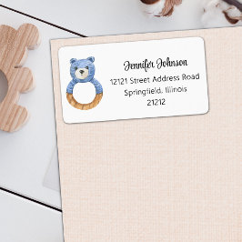 Boy Baby Shower Blue Bear Returadress Adressetikett